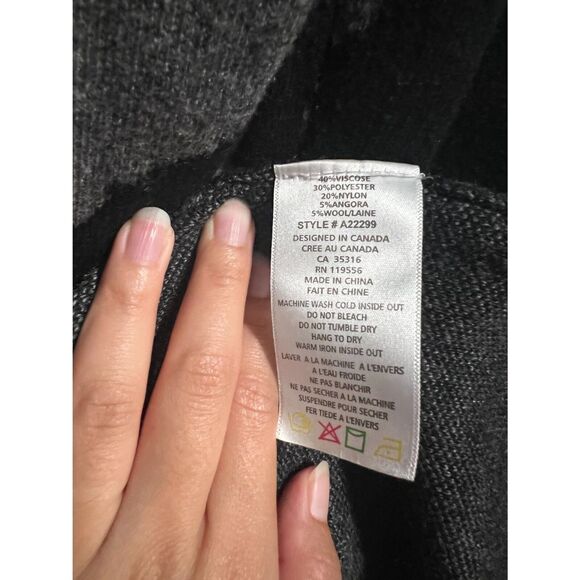 Alison Sheri Women L/S Thick Cardigan Sweater Gray/Black XS Artsy Grandpacore - Picture 4 of 5
